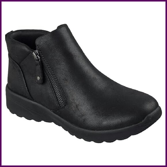 Microleather Ankle Booties with Memory Foam Insole, Side Zip Casual Shoes - Picture 5 of 7